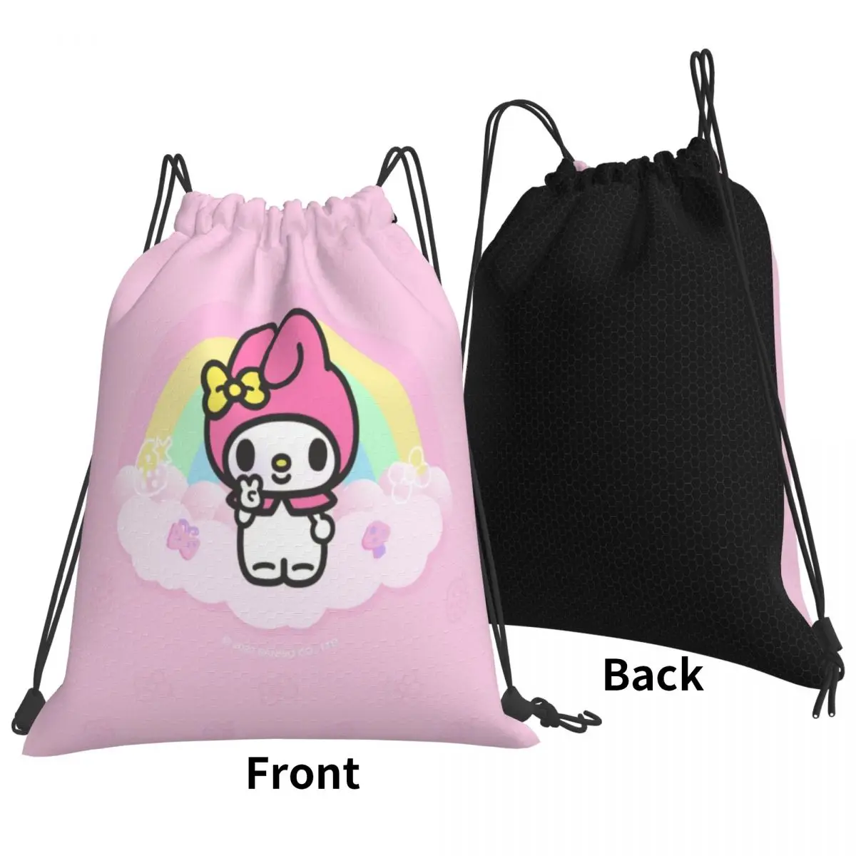 Custom Pattern Logo Drawstring Bag My Melody Travel Backpack Student Storage Bag School Bag  ꦫ