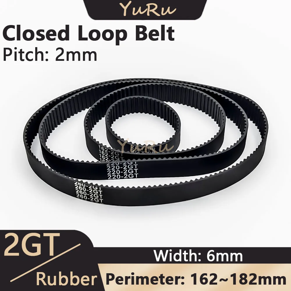 

2GT 2MGT Closed Loop Belt Width 6mm Perimeter 162 164 166 168 170 172 174 176 178 180 182mm Rubber Timing Belt Synchronous Belt