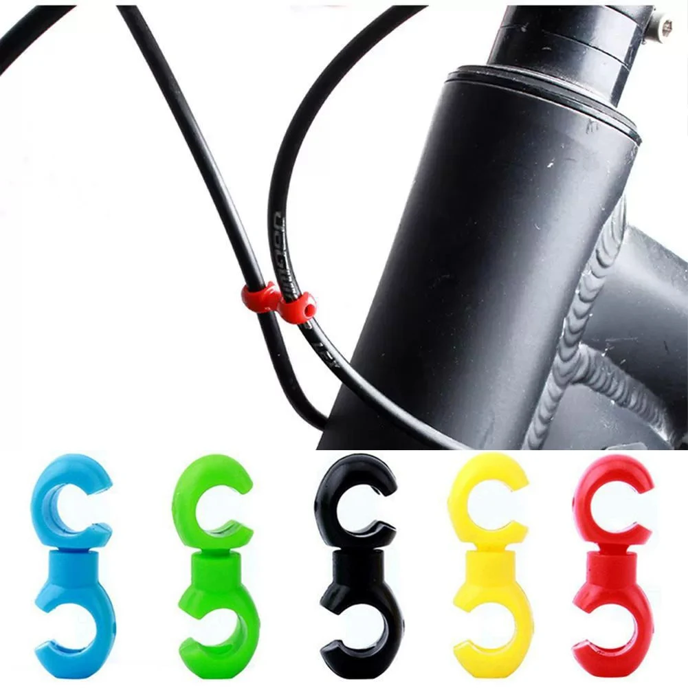 ESLNF 10Pcs/Set Black Universal S Style Bike Cable Buckle | Cross Line Brake Gear Hose Guide Clip for Road MTB Folding BMX Bike