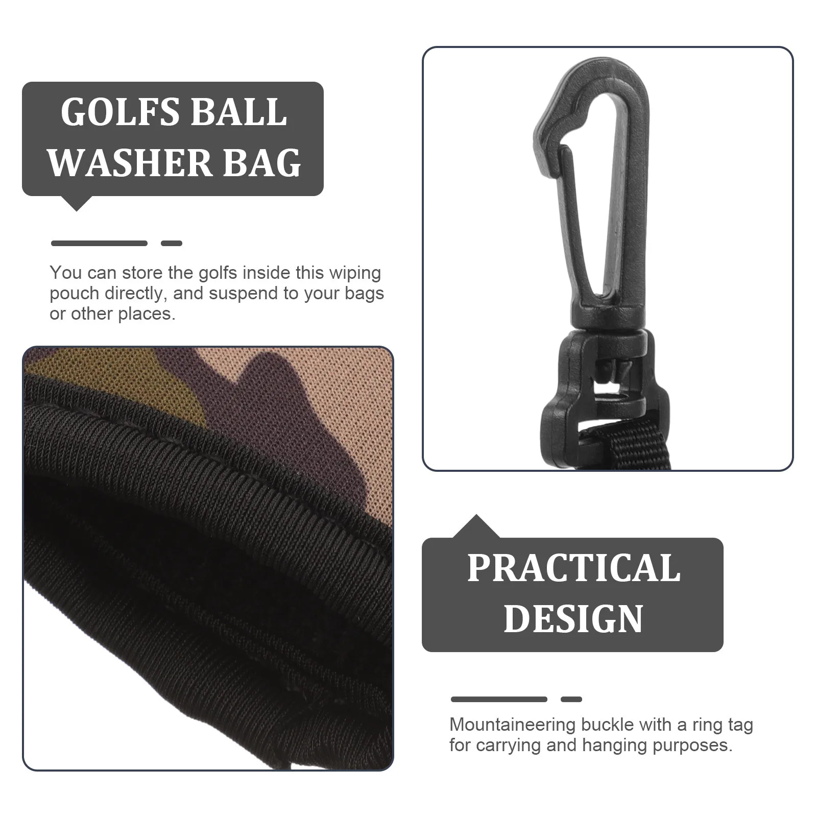 3Pcs Golf Ball Cleaning Bag Compact Wiping Pouch Fast Dry Surface Ideal for Tournament Use Reliable Ball Care Tool