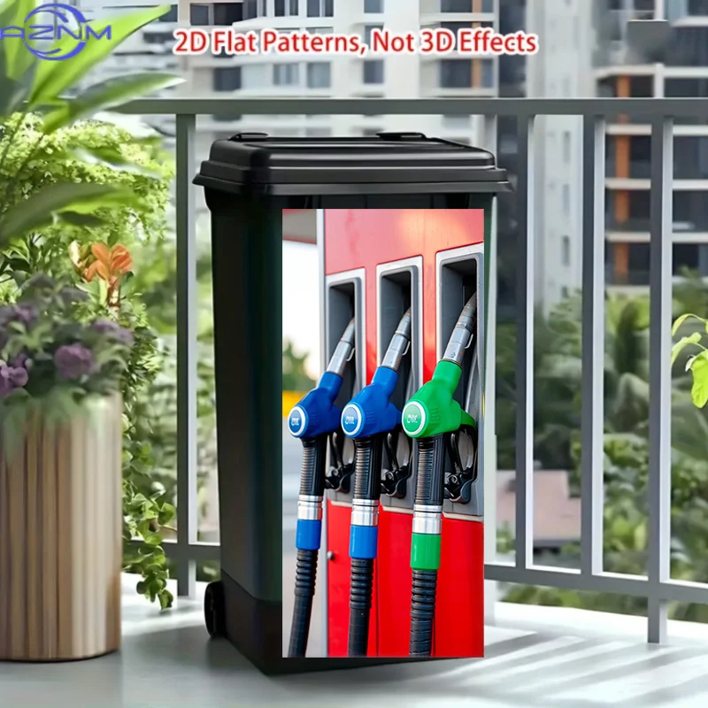 Trash Can Sticker Featuring a Three-color Oil-gun Pattern Design. This Matte-finish Sticker Is Suitable for Decorating Both In