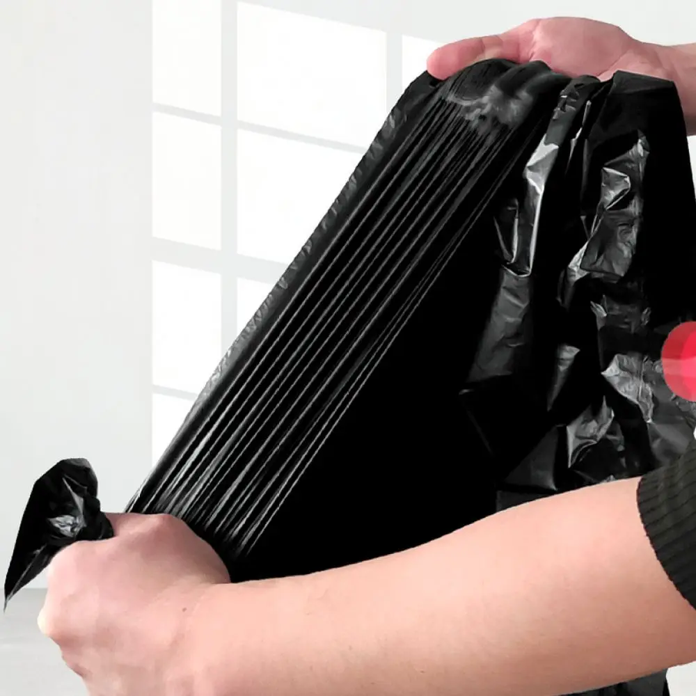 Thickened Black Garbage Bags Durable Drawstring Trash Liners For Kitchen Waste Management Commercial Hotel Supplies