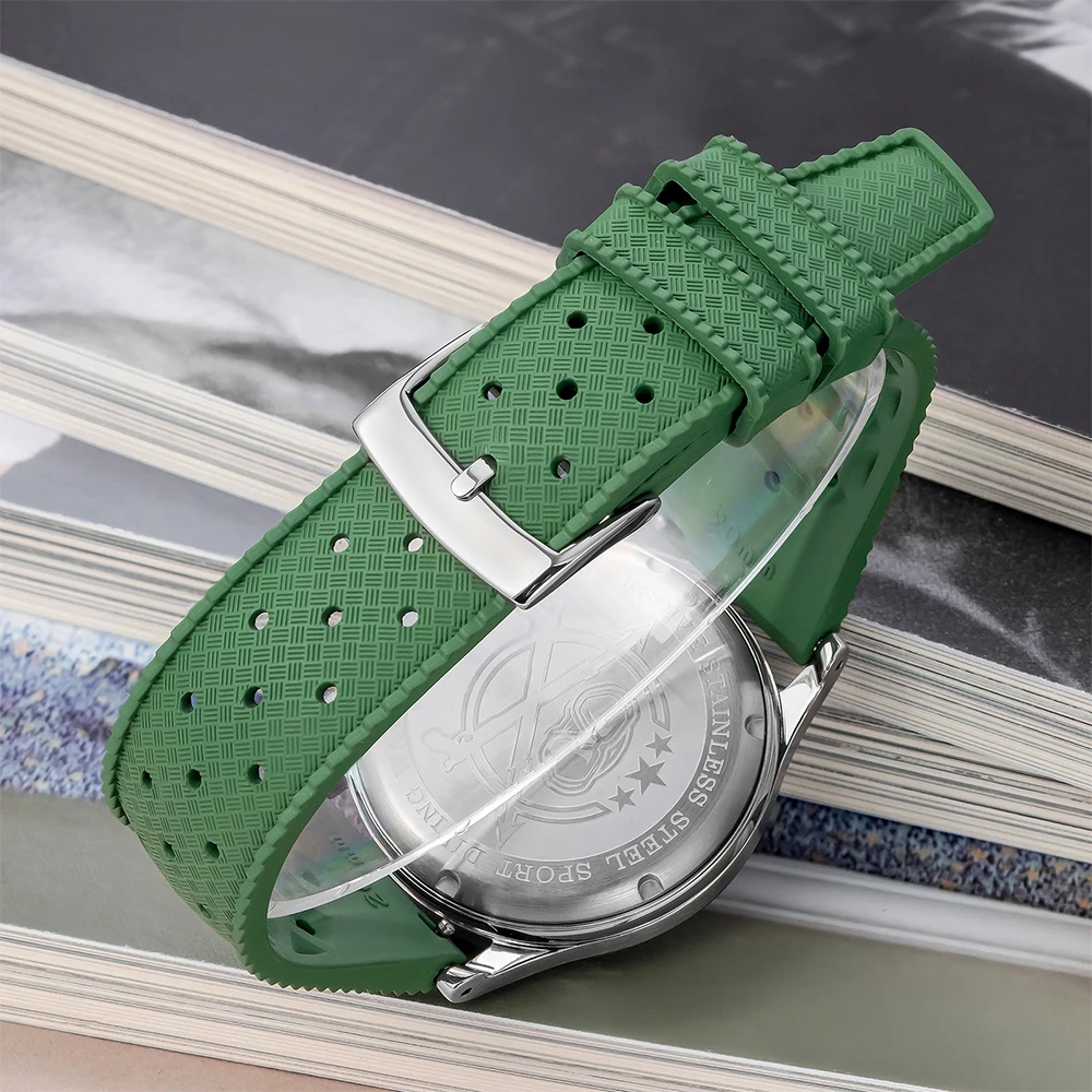 ADDIESDIVE Custom Logo VK64 Herrenuhr AD2529 Chronograph Quarzuhr 38mm Fluorkautschuk-Armband BGW9 Leuchtend 100m Wasserdicht