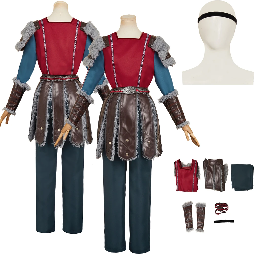 

Movie Train Disguise Dragon Astrid Cosplay Costume Top Pants Belt Headwear Outfits for Adult Women Halloween Carnival Party