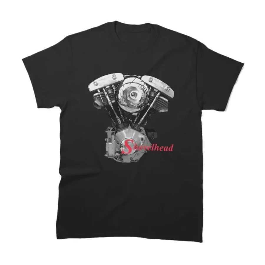 Novelty Shiny Shovelhead VTwin Motorcycle Engine T-Shirt 100% Cotton O-Neck Short Sleeve Casual Mens T-shirt Size S-3XL