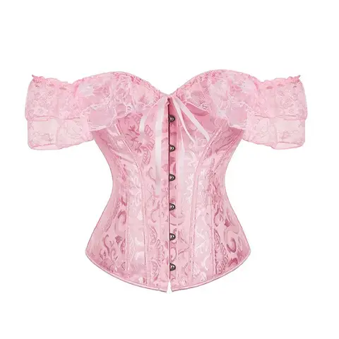 Women Short Sleeve Corset Solid Color Tie-up Boat Neck Close-fitting Crop Tops Cropped White Black Pink Bustiers Female