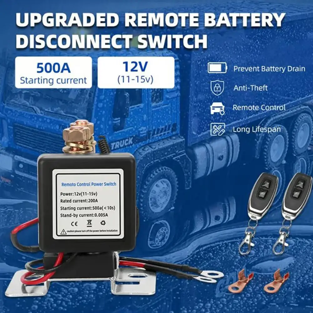 Universal Battery Switch Relay Wireless Remote Control Disconnect Cut Off Isolator Master Switches 12V 200A 250A