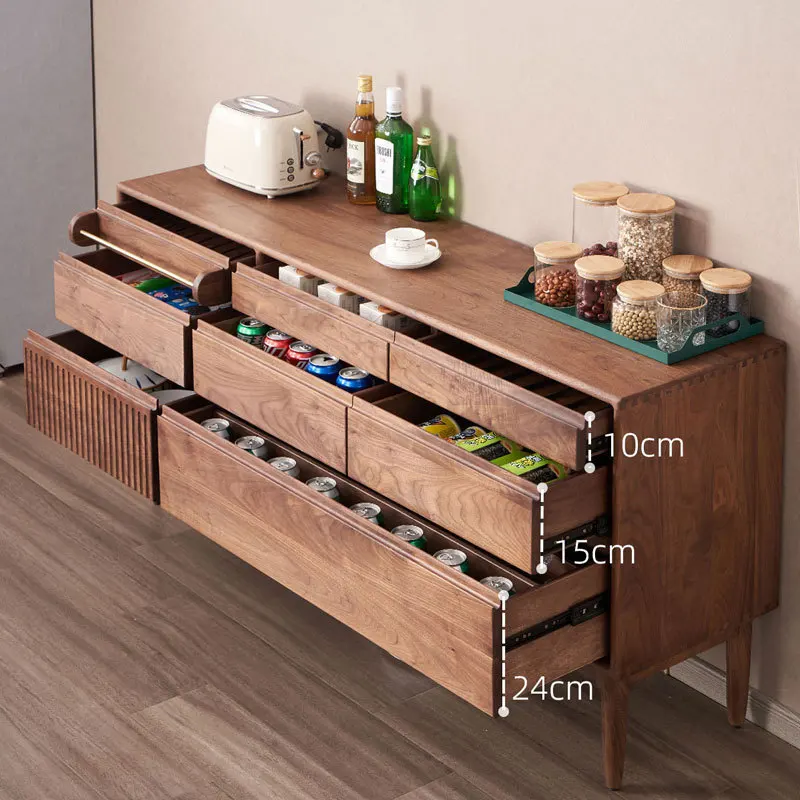 Customizable led luxury North American retro storage chest of drawers against the wall solid wood storage bedroom side cabinet