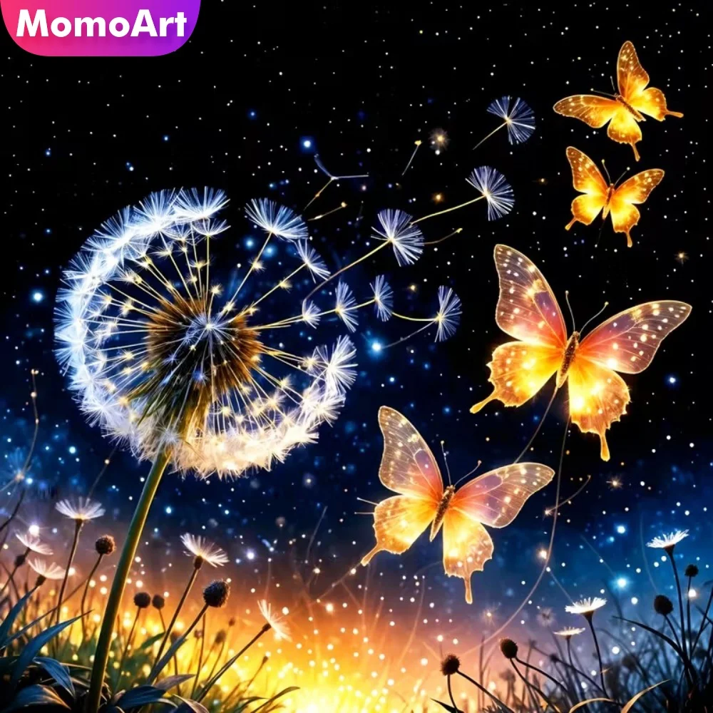 Momoart Diamond Painting Dandelion Flower Picture of Rhinestones Diamond Mosaic Butterfly Craft Kit DIY Embroidery Child Hobby