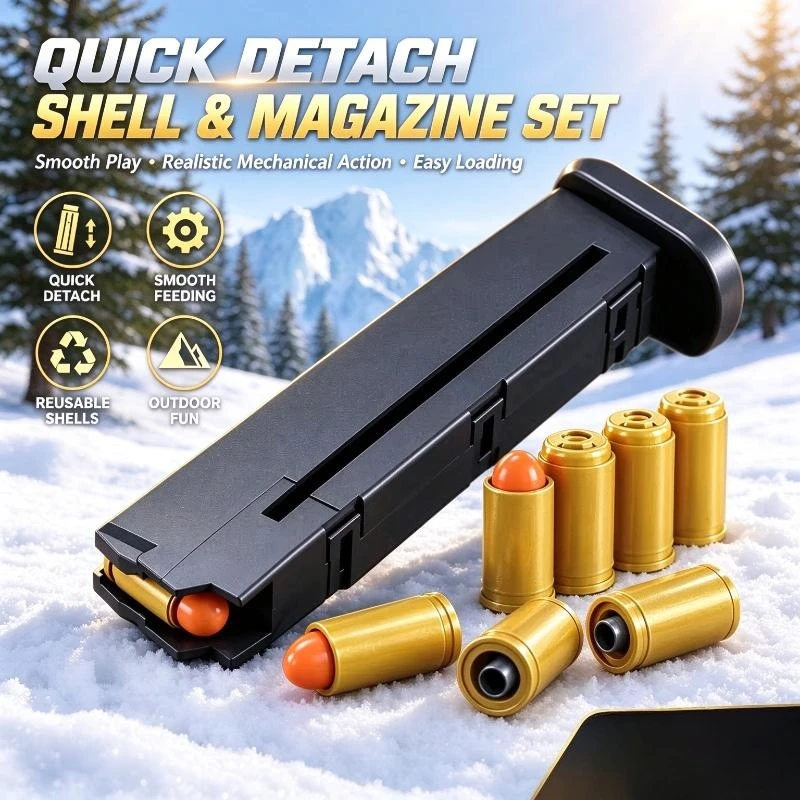 Collectible Shell&MagazineSet for Toy Pistol,Fast Detach Structure,Realistic Mechanical Feel,Smooth Loading,Outdoor Shooting Fun