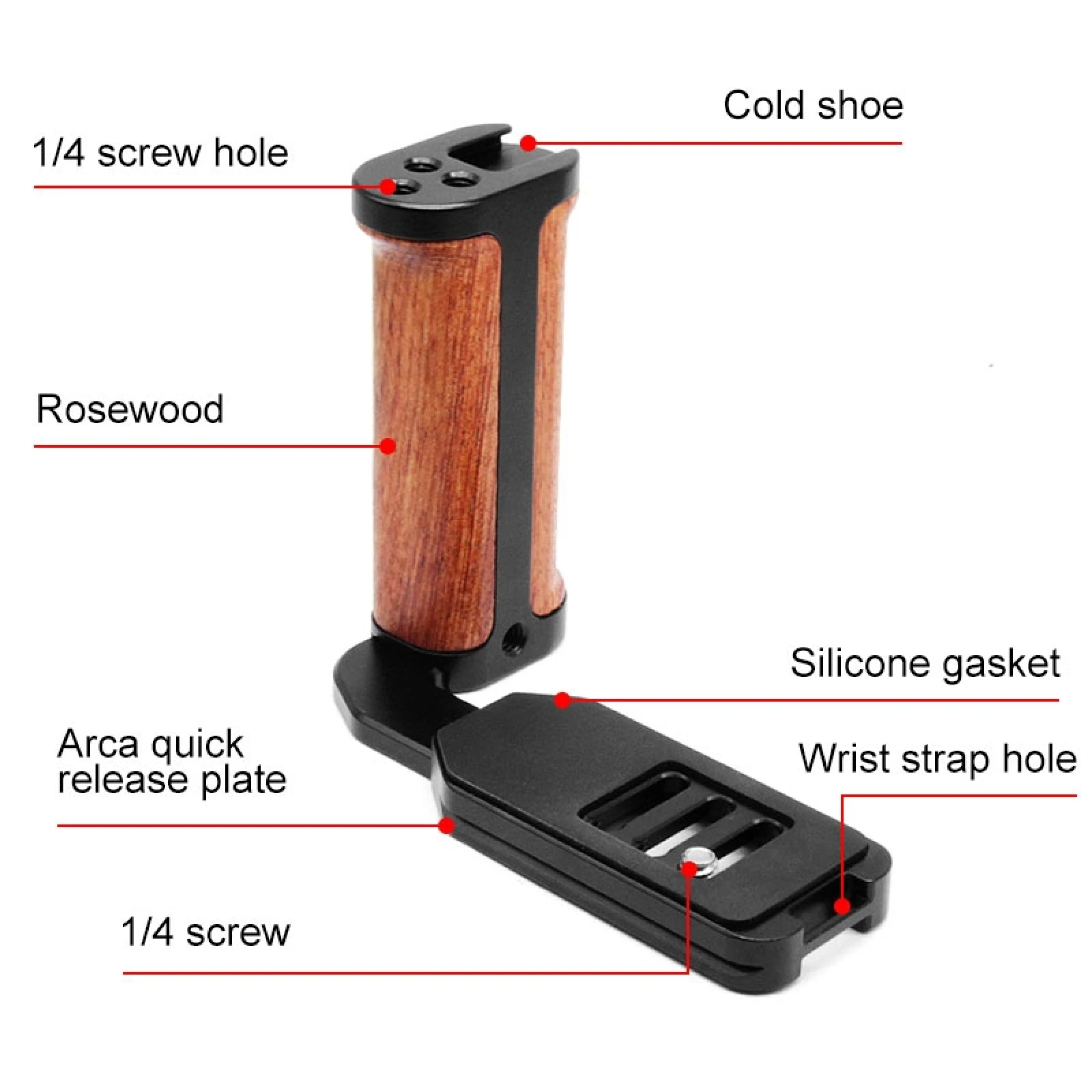 PULUZ Wooden Left Side Handle Vertical Shoot Quick Release L Plate For camera Accessory