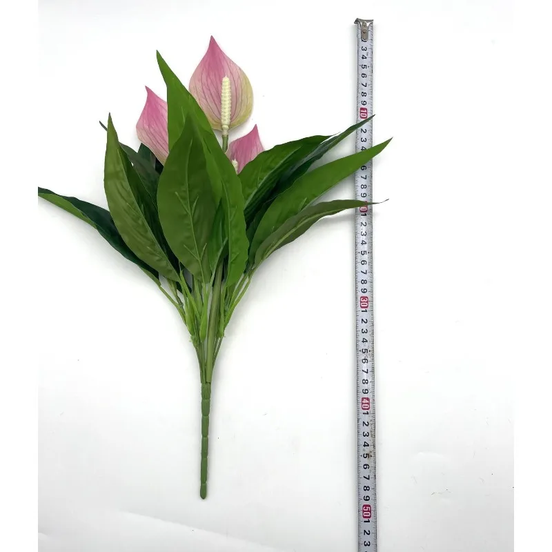 Künstliche grüne Pflanzen, gefälschte Anthurium-Topfpflanzen, Desktop-Ornamente, Heimdekoration, Hochzeits-Vorhänge, Dekoration, gefälschte Blumen – Detail 2