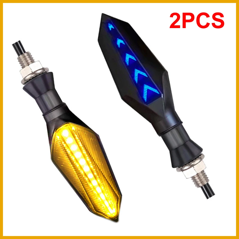 NEW 2PCS 1 Pair Universal Motorcycle LED Turn Signal Lamp Sequential Flowing Flash Indicator 12 LED Lights Amber Running Light