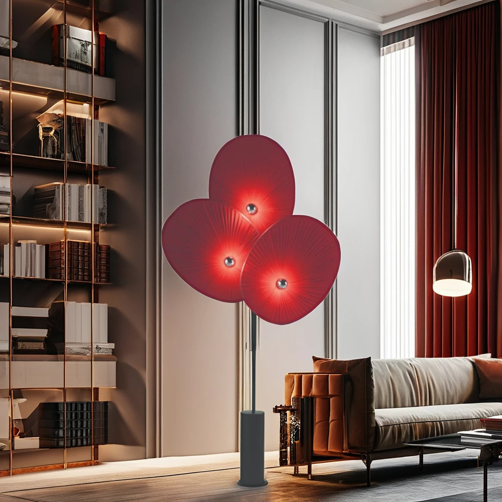

Modern Simple Southeast Asian Model Room Designer Cloth Floor Lamp Handmade Red Vertical Book LED Light for Bedroom Living Room