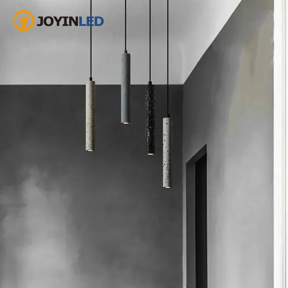 JOYINLED Industrial Style Pendant Light LED Concrete Chandelier Long Droplight Kitchen Dining Bedroom Hanging Lamp Cafe Bar Lamp