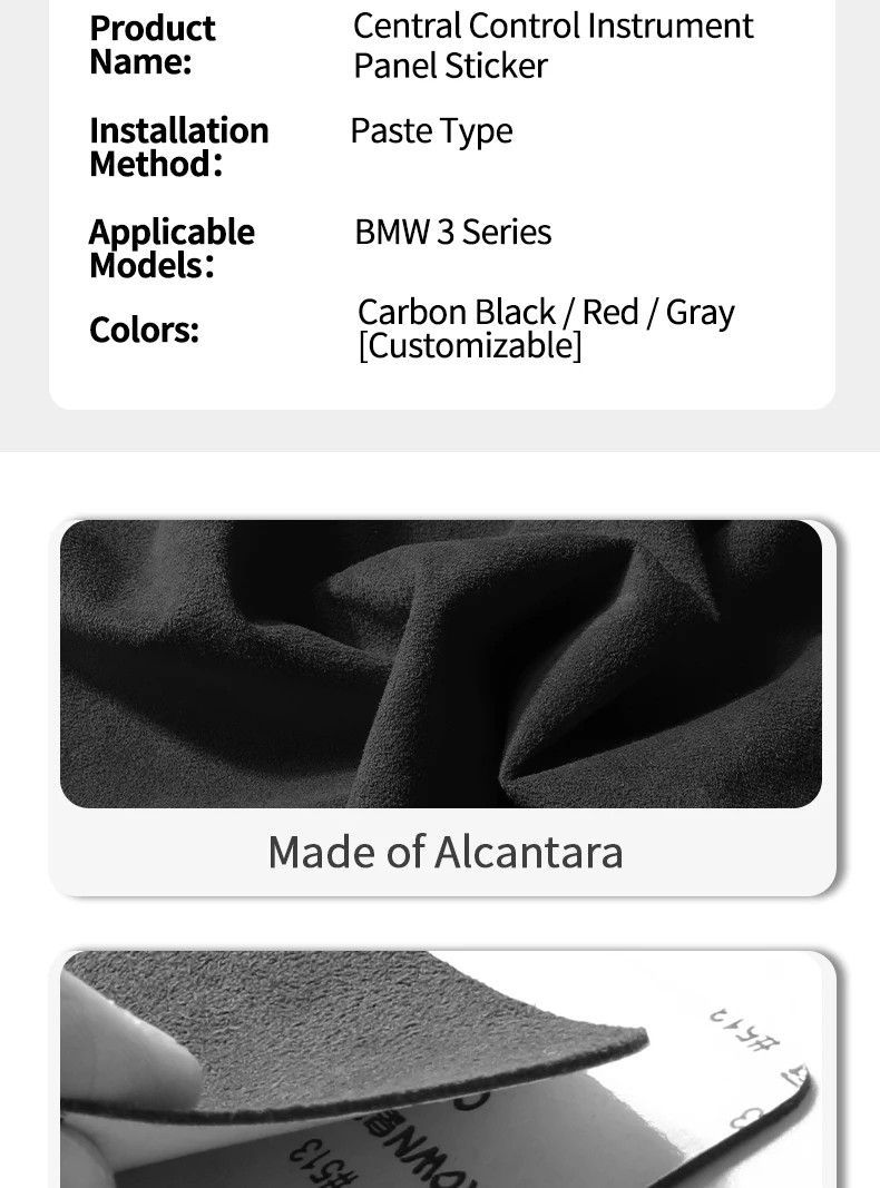 Für BMW F30 F32 F34 Mittelkonsole Armaturenbrett und Instrumententafel Verkleidungsaufkleber Auto-Innentuning-Zubehör aus Alcantara – Detail 4
