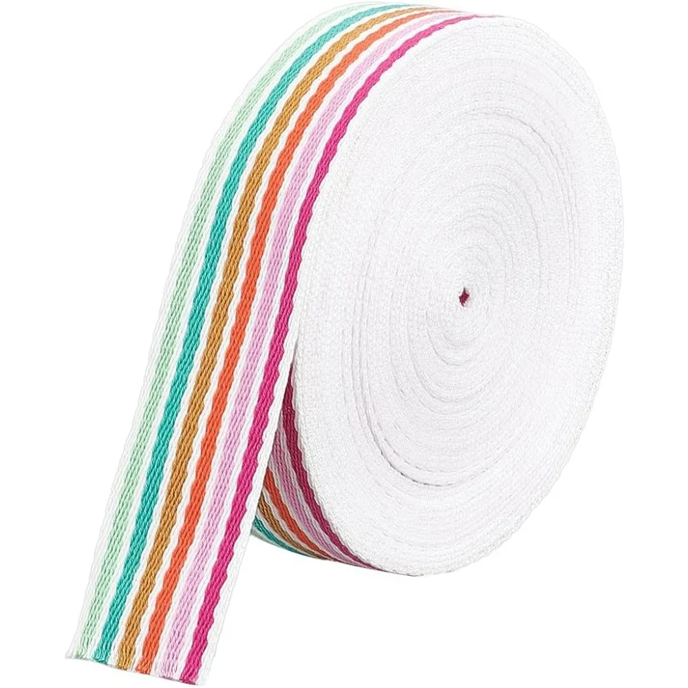 Cotton Webbing Polycotton Jacquard  Flat  Striped Pattern for  Bag Handles