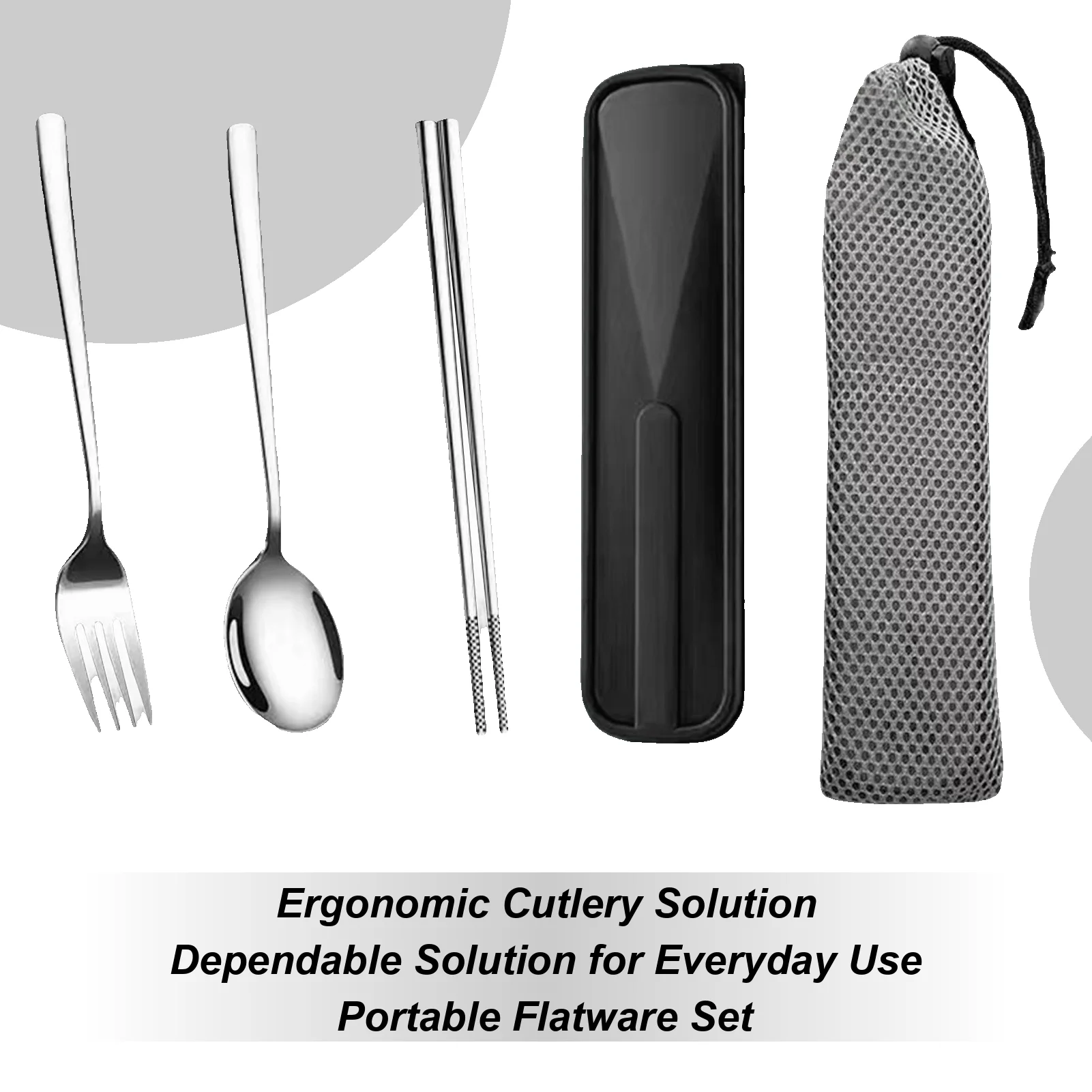 

Travel Flatware Set Non-Slip Handle Storage Case Stainless Steel Fork Spoon Flatware For Camping Commuting School Picnic