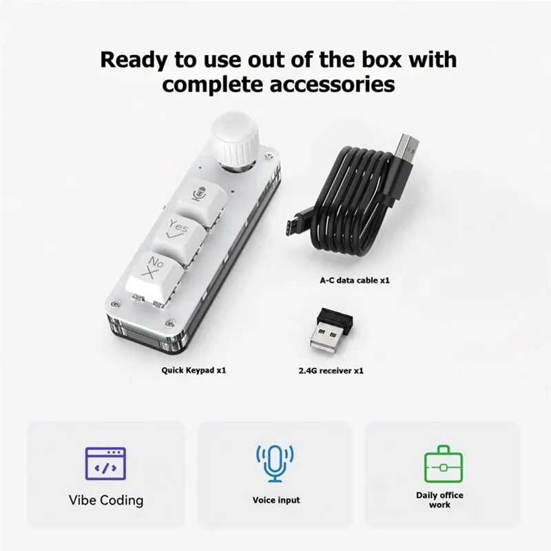 A53M-Mini AI Voice Macro Keypad 3 Keys Single Knob Mechanical Keyboard 2.4G+Wired Dual Connection Intelligent Input Keypad