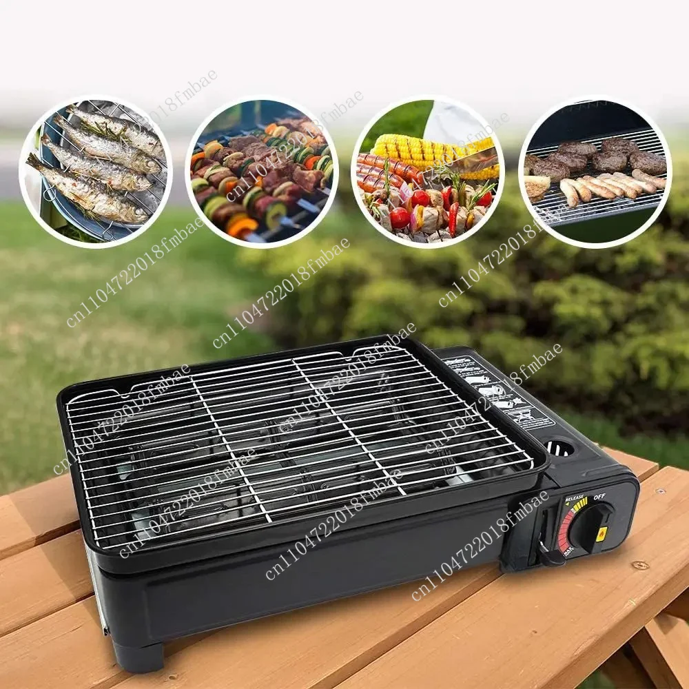 Portable Camping Grill Outdoor Butane Gas Stove Smokeless Grill Household (No Gas)