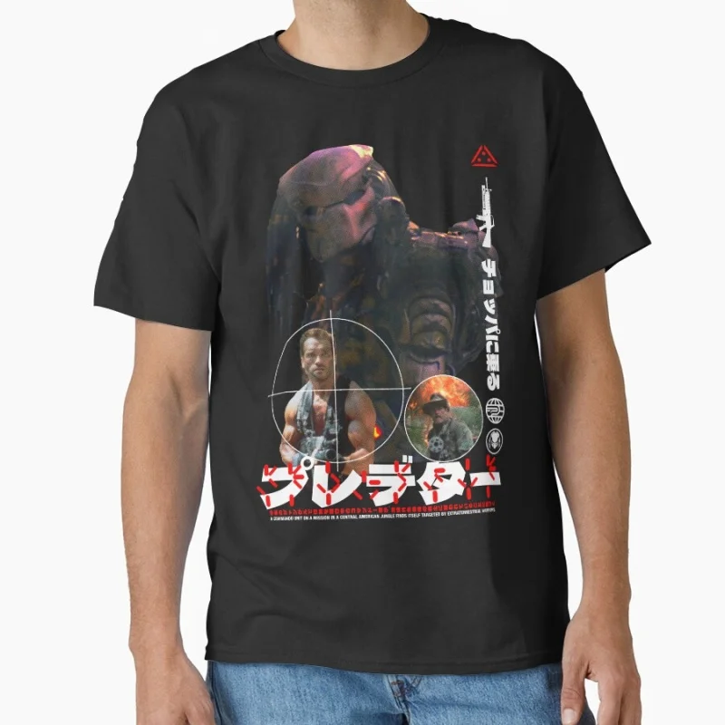 

Retro Horror Sci-Fi Predator Gift T shirt Jungle Hunter Alien Warrior tee 0806 Short Sleeve Graphic Clothes All size Tops S-6XL