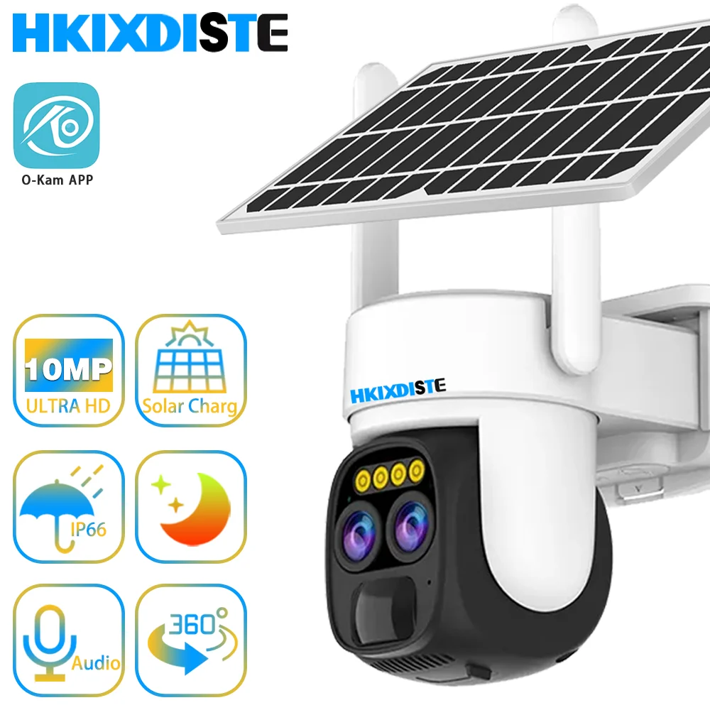 

10MP O-Kam APP Dual Lens 10X PTZ Zoom Full Color Solar Power WIFI IP Camera Humanoid Detection Home Security CCTV Baby Monitor