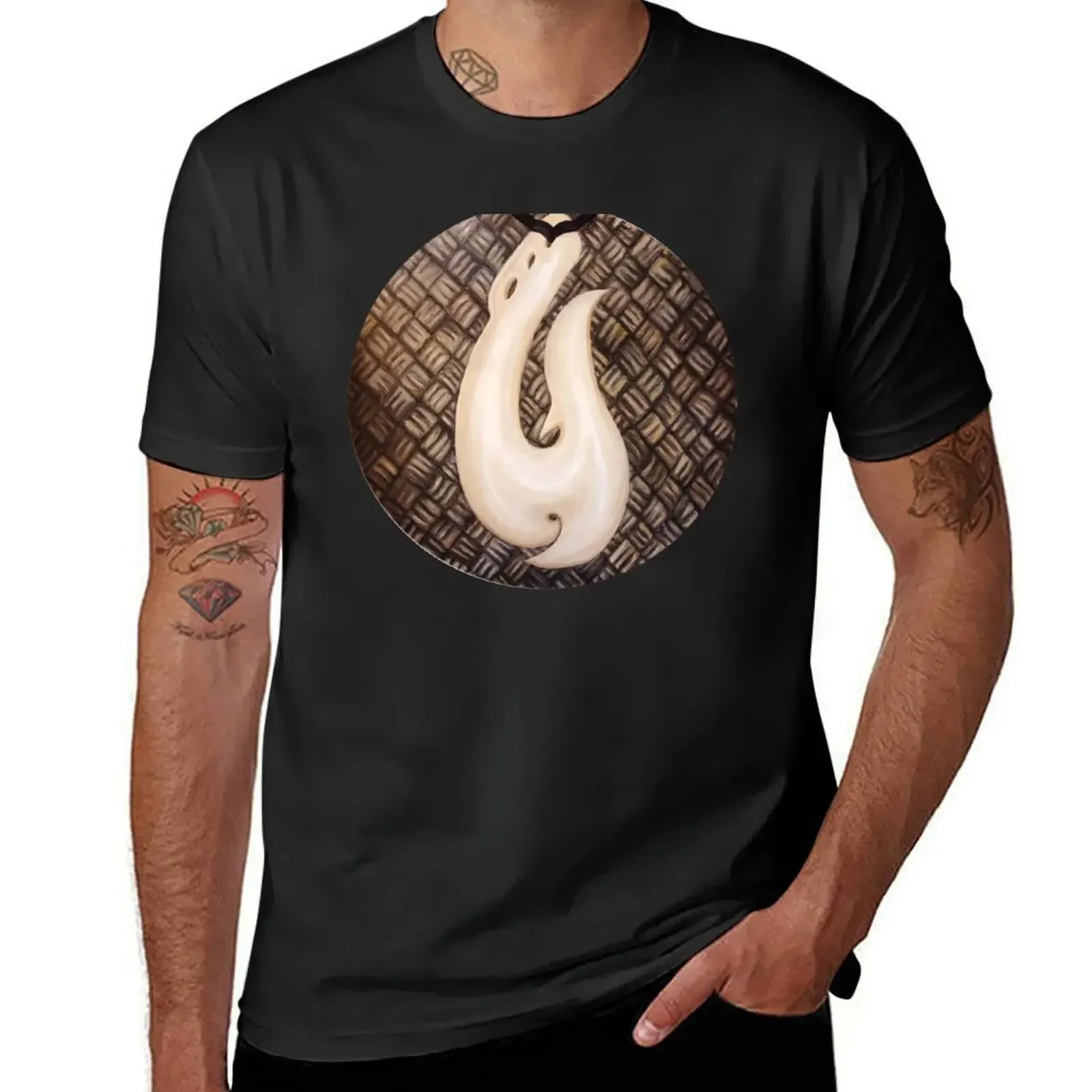 Maori whalebone pendant on woven flax T-shirt customs cute clothes quick drying customs design your own tshirts for men