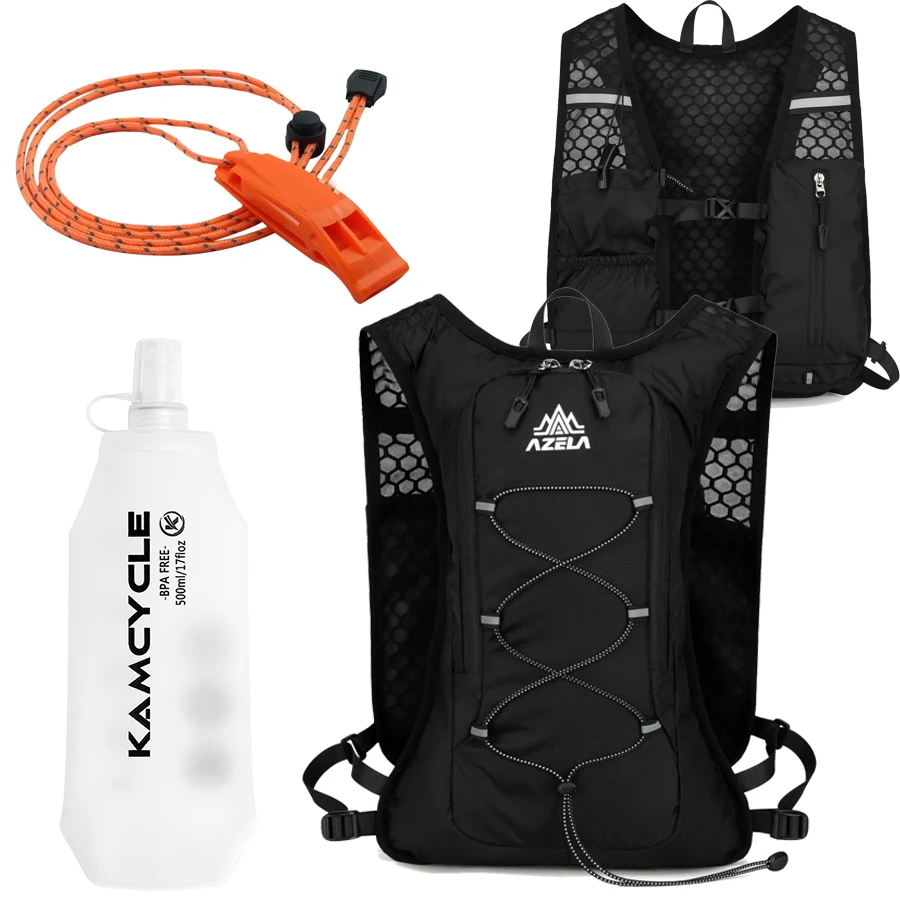 Running Vest with 500ML Soft Flask and whistle Women Men, Lightweight & Breathable Running Backpack Camel Hydation Backpack