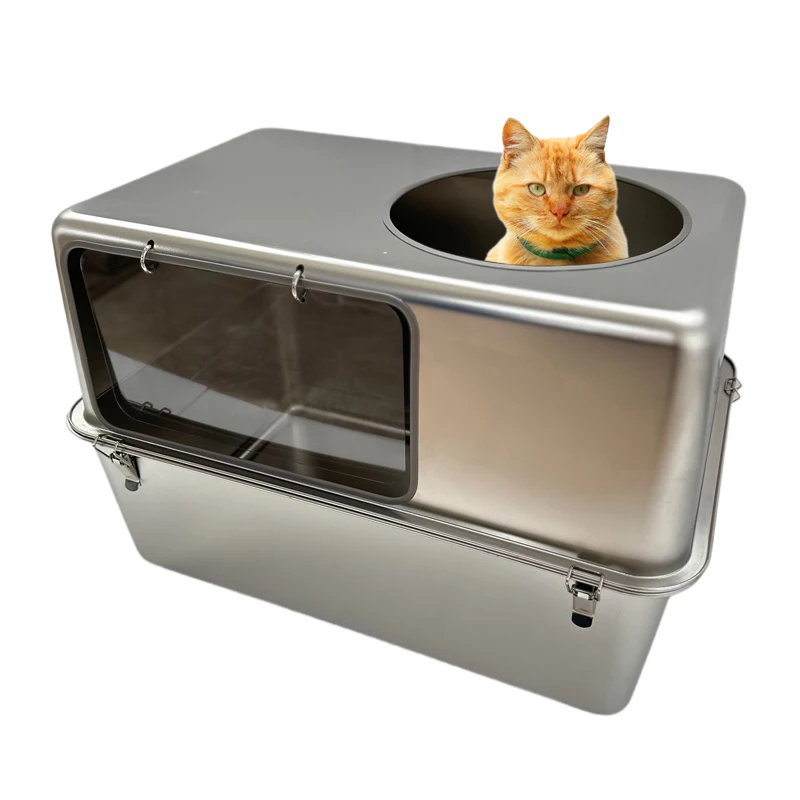 

Кошачий туалет из нержавеющей стали с боковым входом и верхним выходом