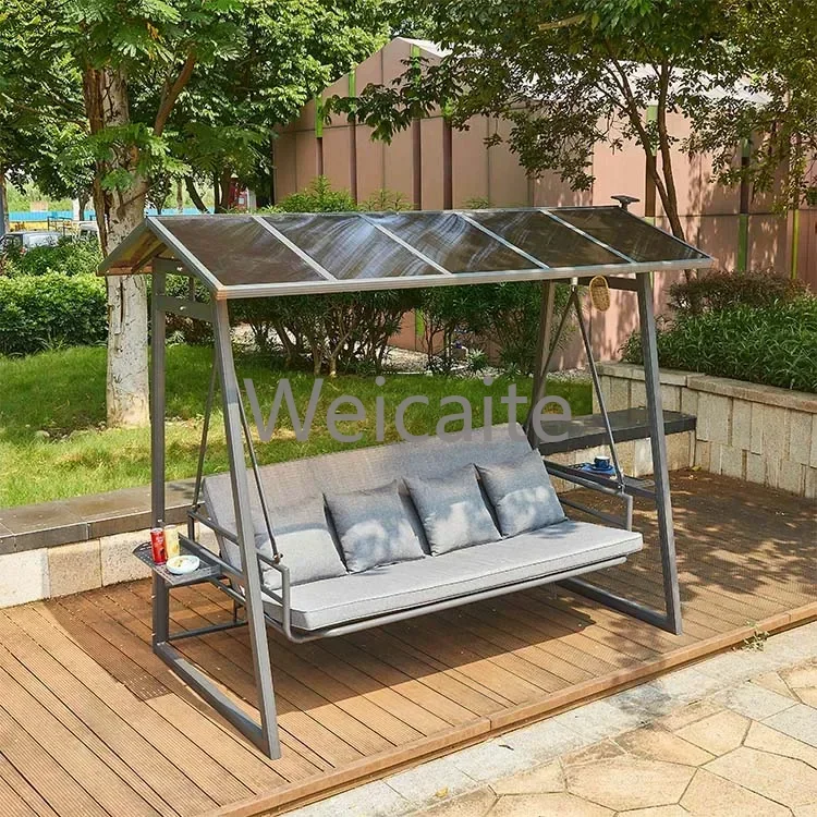 

Outdoor Swing Solid Wood Garden Furniture Hanging Two Seats Swing Chair with Stand