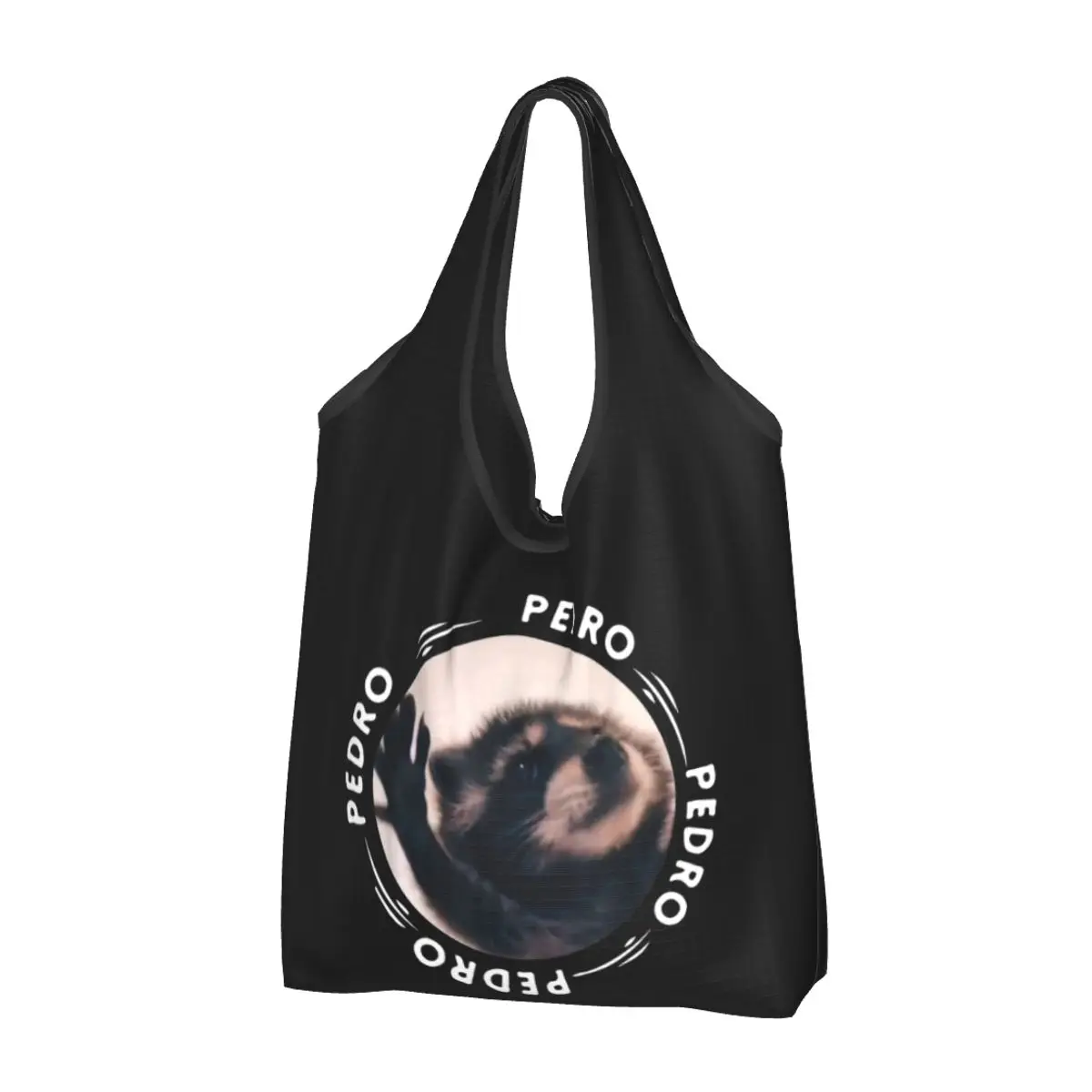 Reusable Pedro Dancing Raccoon Shopping Bag for Groceries Foldable Grocery Bags Washable Large Tote Bags