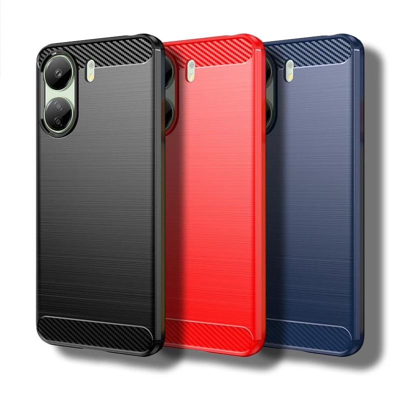 For Redmi 13C Case For Xiaomi Redmi13C 4G Cover 6.74 Inch Carbon Fiber Shockproof Silicone Bumper For Redmi 13C Fundas