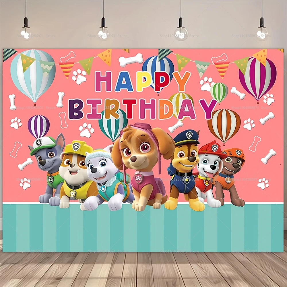 PAW Patrol Cartoon Dog Birthday Backdrop Kids Happy Birthday Photo Background Banner Baby Shower Boys Girls Party Decor Supplies view 6