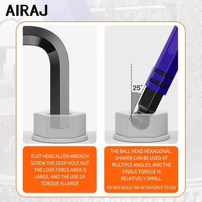 AIRAJ CRV كروم الفاناديوم الصلب سداسية وجع مجموعة الذراع الطويلة الكرة رئيس متعدد الألوان الترميز المحمولة صندوق تخزين الصف الصناعي