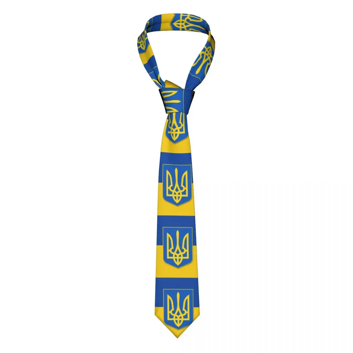 Customized Flag Of Ukraine And Coat Of Arms Of Ukraine Neck Ties for Men Fashion Ukrainian Patriotic Gift Silk Business Neckties