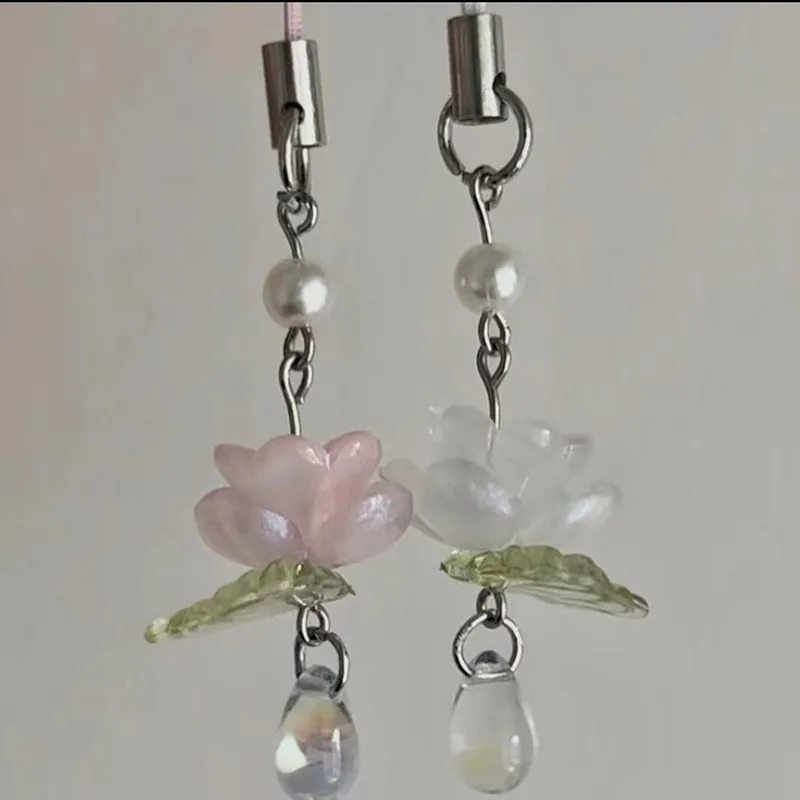 Handmade Lily of the Valley Beaded Phone Charm Fairy Core Keychain