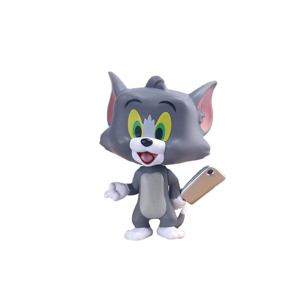 6 pièces version Q chat et souris Anime figurine en vinyle poupée à la main grand Tom Jerry jouets drôle étui de voiture gâteau petit ornement