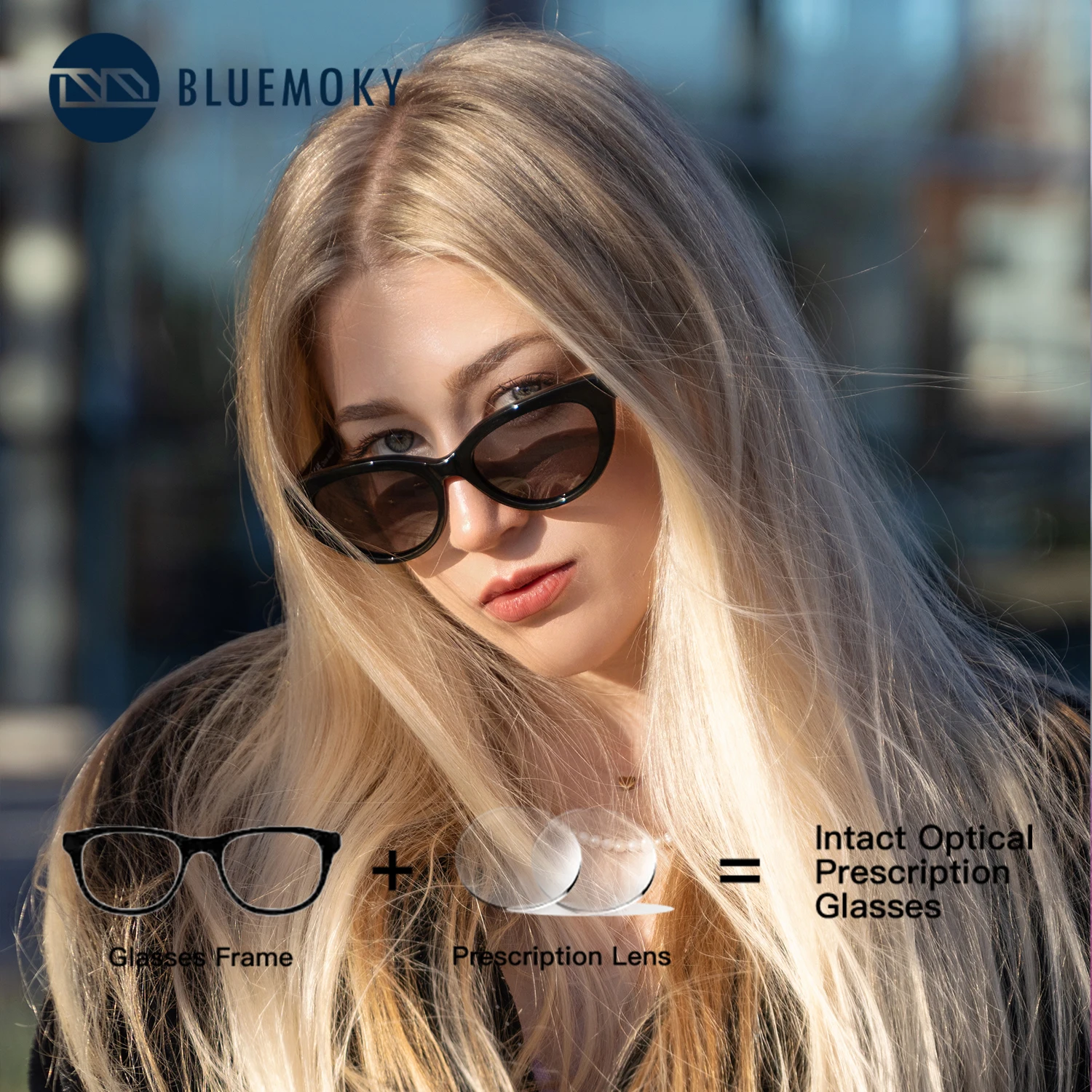 

BLUEMOKY Acetate Polarized Prescription Sunglasses Women Cat Eye UV400 Medical Progressive Myopia Sunscreen Sun Glasses
