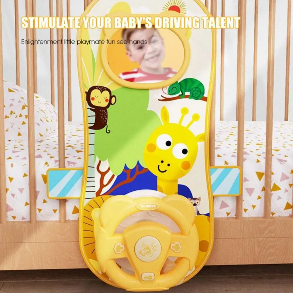 Steering Wheel Simulation Steering Wheel Car Seat with Mirror with Light Simulation Musical Steering Wheel Rotatable Portable