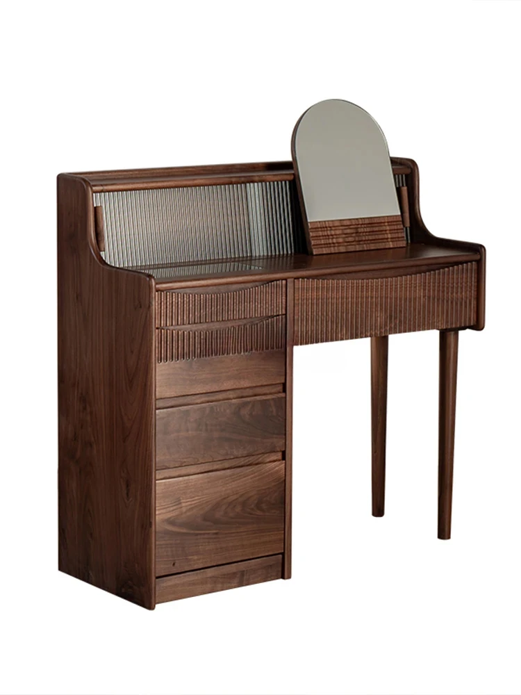 

Деревянный туалетный столик из черного ореха для спальни, современный простой и легкий роскошный европейский маленький столик для макияжа, комод
