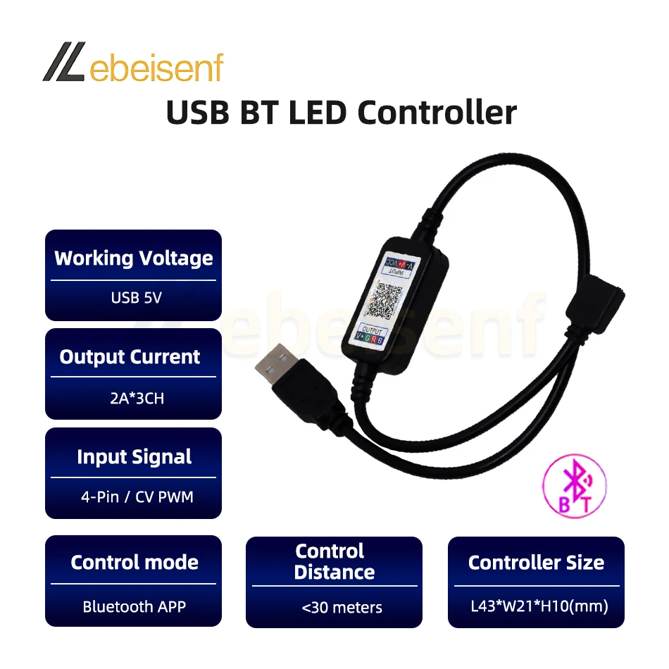 1-5m 5V RGB 2835 LED Strip i Smart Bluetooth APP USB Mini LED Controller 4-Pin Dimmer Light Tape do dekoracji oświetlenia telewizora