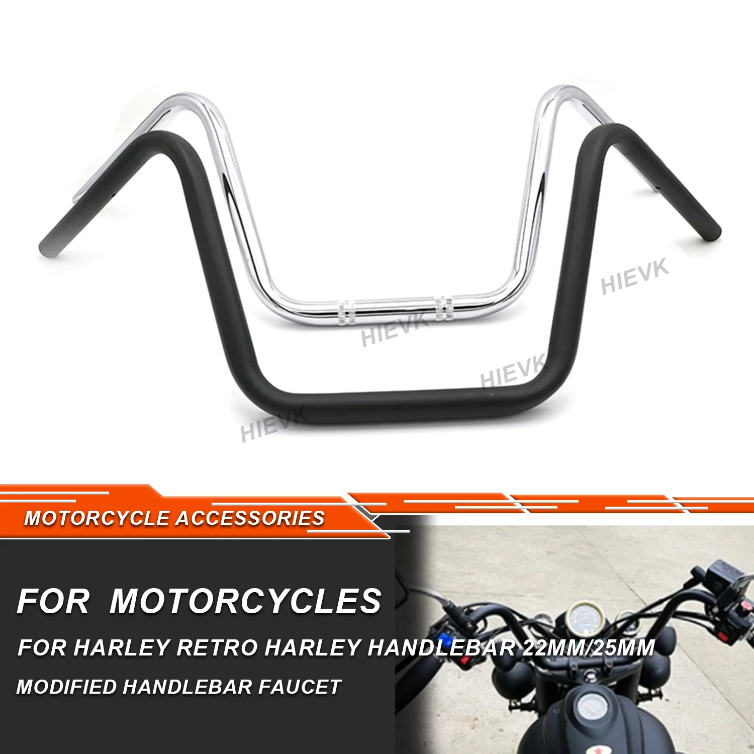 

22-25mm Raised Stem Handlebar Vintage Motorcycle Handlebar Accessories for Triumph Bobber Sportster Scooter Chopper Road King