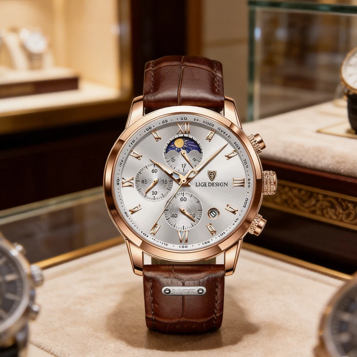 LIGE Neue Casual Männer Uhr Luxus Leder Wasserdichte Sport Quarz Armbanduhr Chronograph Militär Uhr für Männer Relogio Masculino