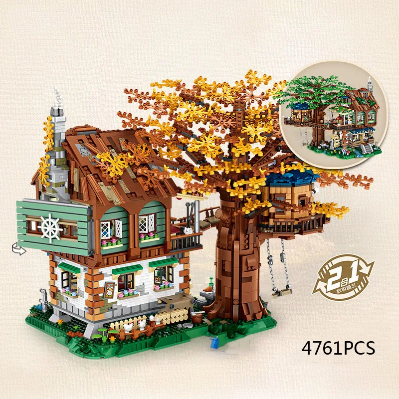 

Creative Architecture Street View Treehouse Mini Block Four Seasons Tree House Building Bricks Figures Toys Construction Model