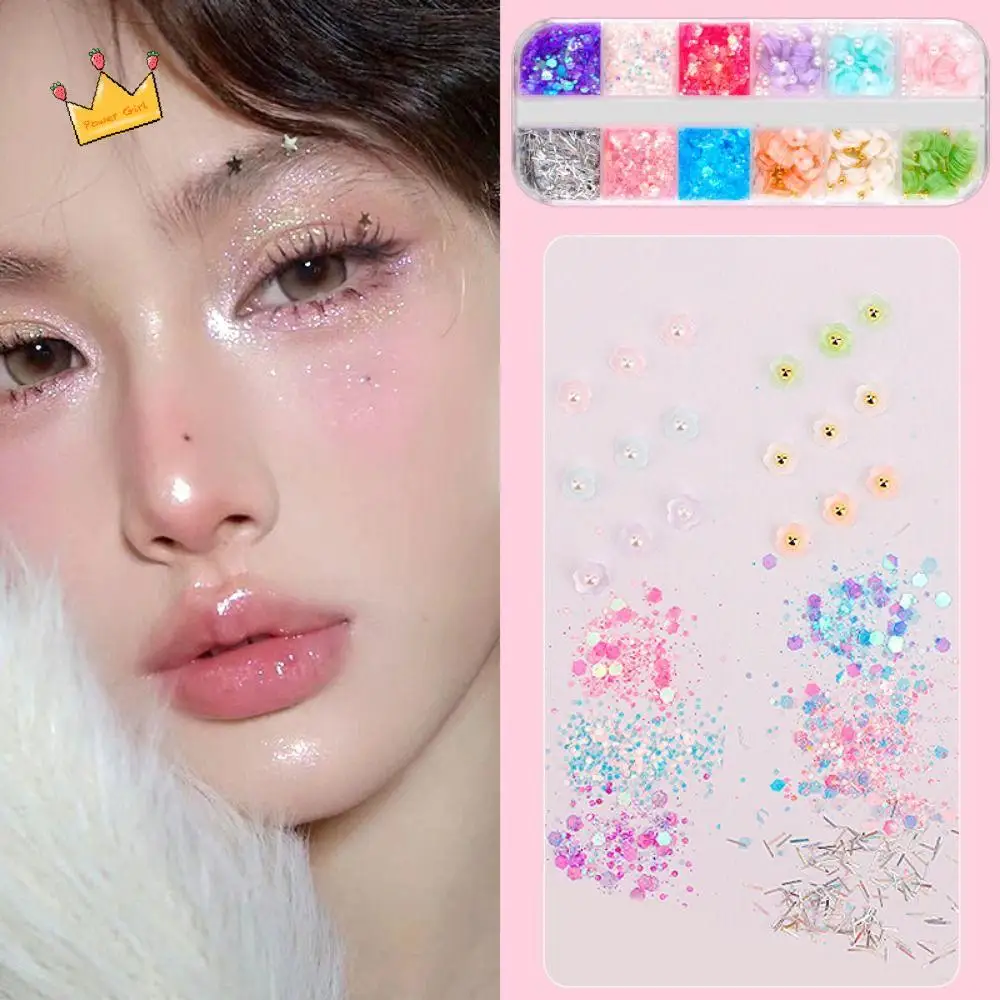 

Butterfly Flower Pearl Facial Decorative Patches Glitter Sequin Sweet 3D Temporary Stickers Cute Waterproof