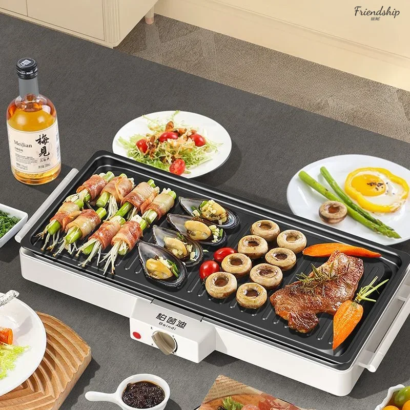 Household electric grill. Smoke-free barbecue pot. Korean-style. Electric grill pan. Multifunction kebab machine. Non-stick pan.