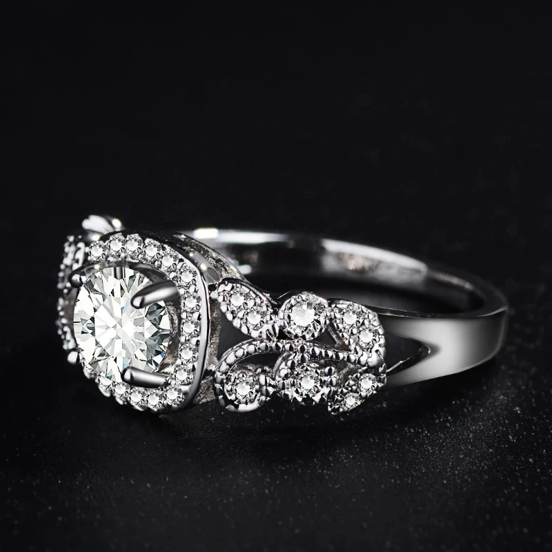 

Роскошное женское кольцо с кристаллами и камнем, стерлинговое серебро 925 пробы, квадратный циркон, штабелируемые цветочные вечерние свадебные украшения, кольца для женщин, подарок