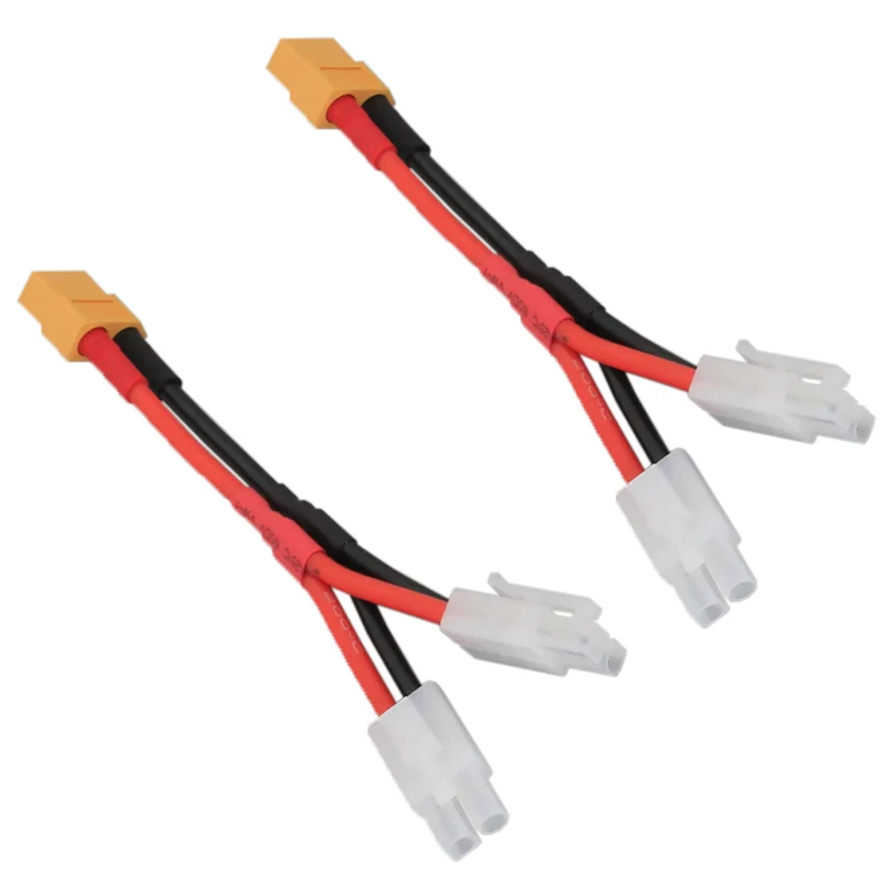 1/2 Pcs  2 Tamiya Male Plug to 1 XT60 Female Connector Parallel Wire Charge Cable 12awg 10cm for RC Charger Motor ESC