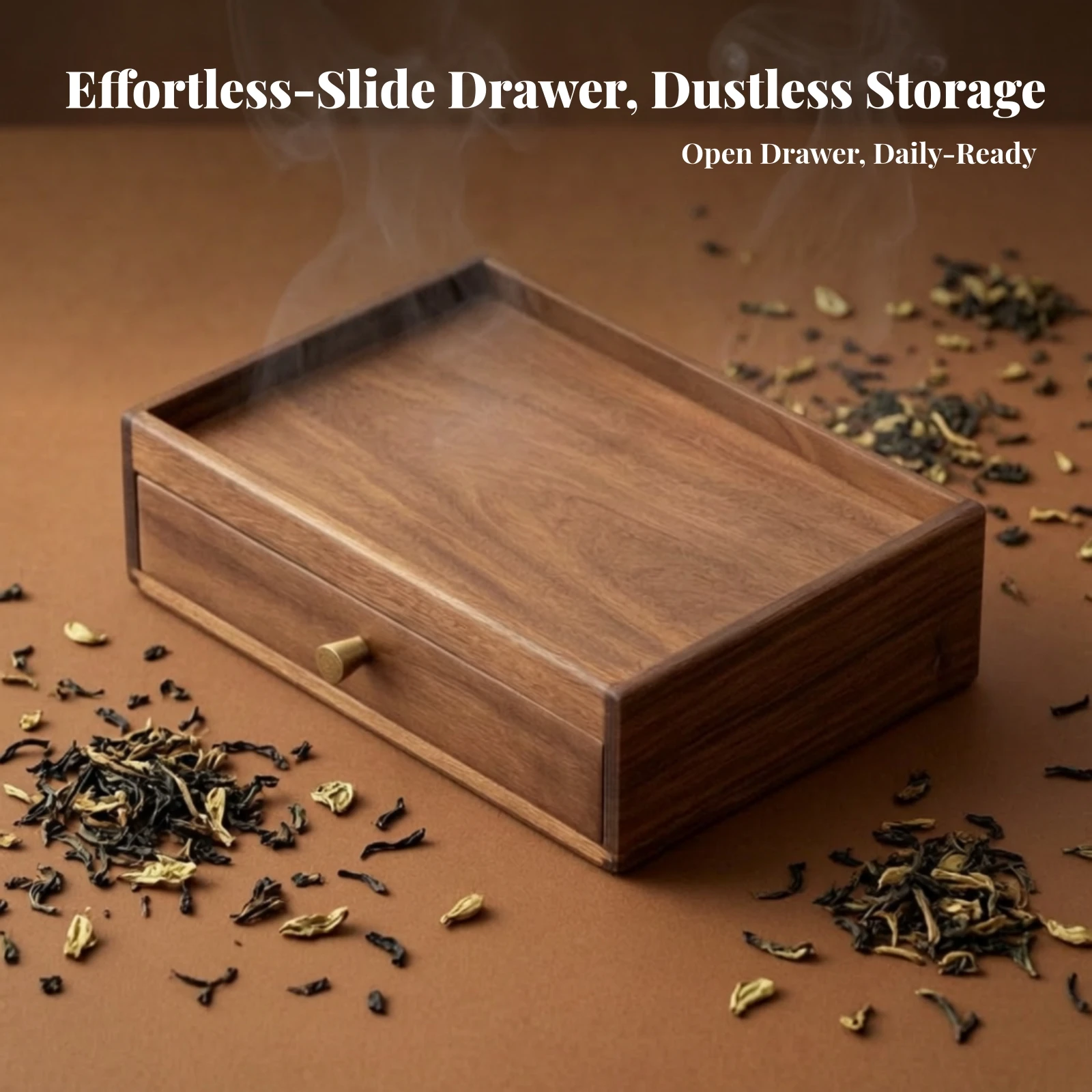 Desktop Storage Box with Drawer Walnut Desk Organizer with Drawer Storage Box with Drawers Multi-Functional Compact