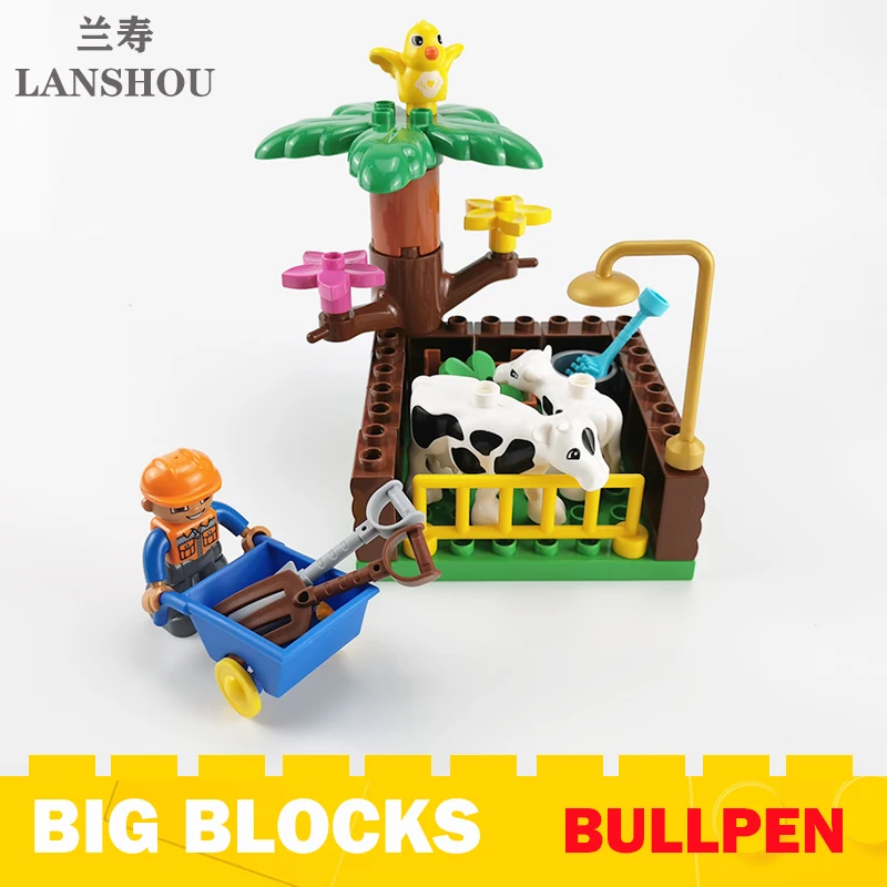 Big Size Building Blocks Bullpen Cow House Construction Accessories Compatible Large Bricks Children Educational Assembly Toys